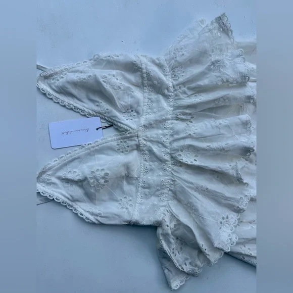 NWT Line and Dot White Pixie Eyelet Lace Maxi Dress, Straps, Cotton, XS - Picture 7 of 12